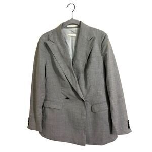 SUITSUPPLY Light Gray Wool Cameron Double‎ Breasted Peak Blazer Size Women's 8